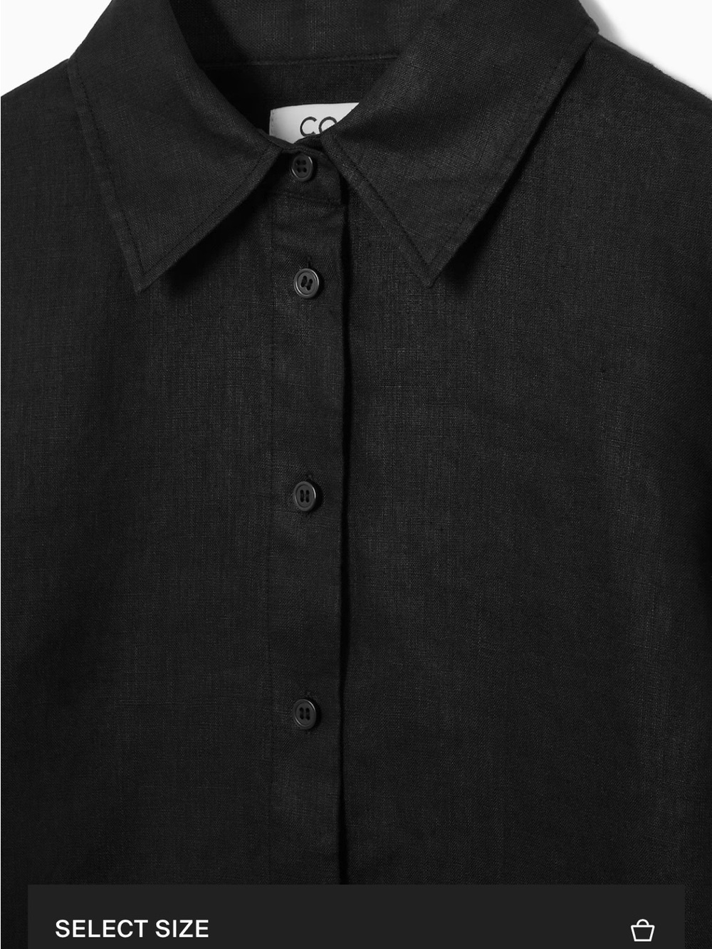 COS Linen Black Oversized Button-Up Shirt - Picture 7 of 15